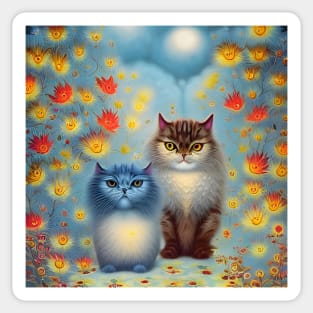 Two Paws Think Alike - Cat Couple in Autumn Sticker